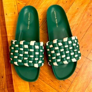 Loeffler Randall Green and Cream Sandals